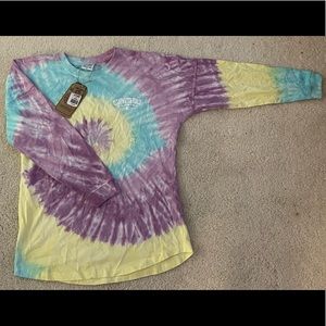 2 “Clearwater Beach Florida” long sleeve shirts, tie-dye yellow, blue, purple